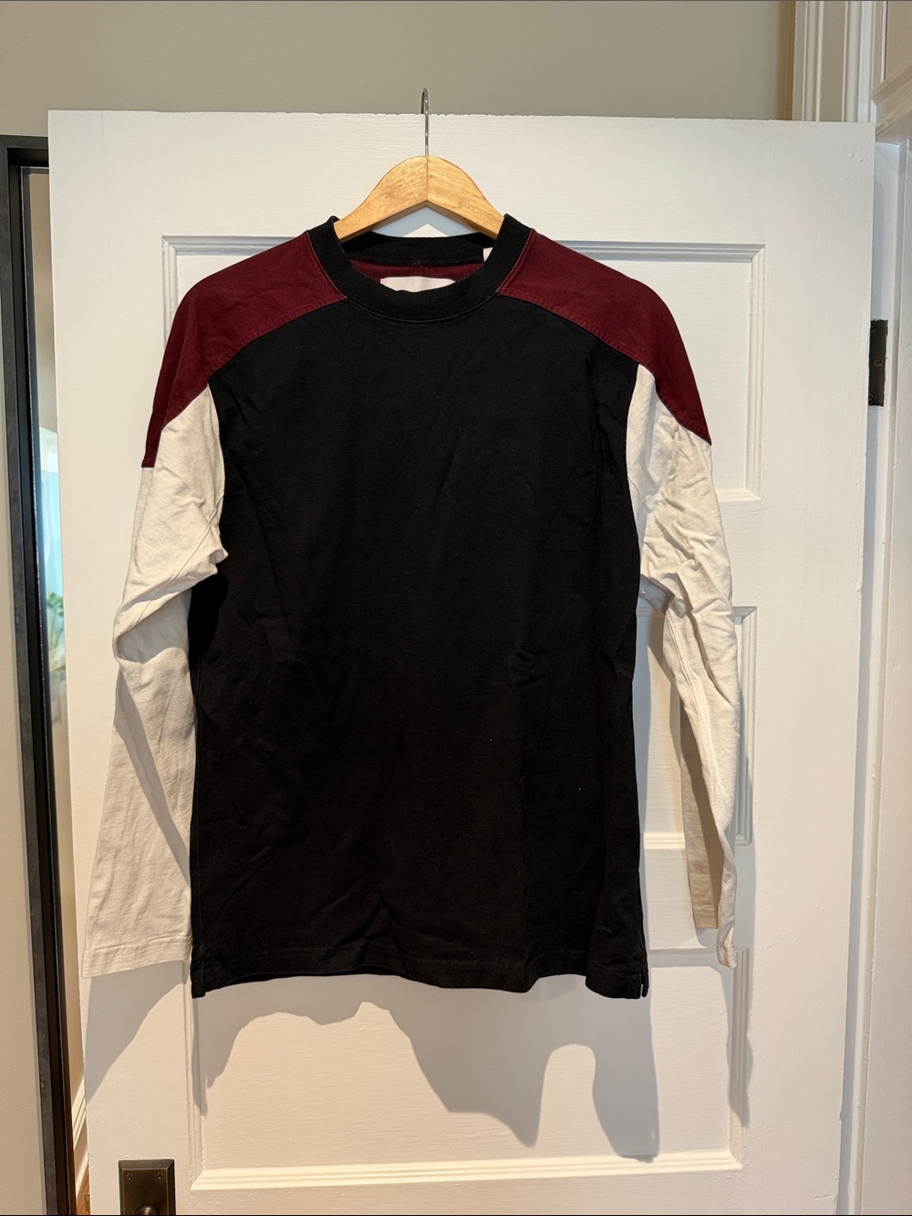 Our Legacy Black, Maroon & White Colorblock Long-Sleeve Crew